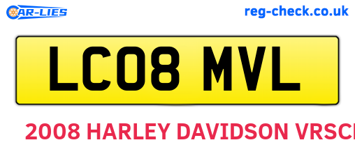 LC08MVL are the vehicle registration plates.