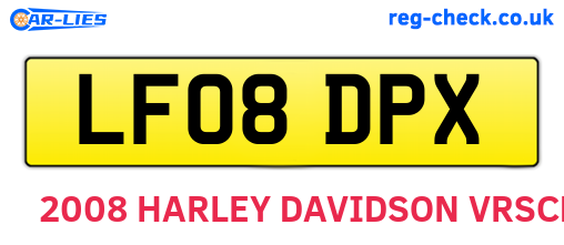 LF08DPX are the vehicle registration plates.