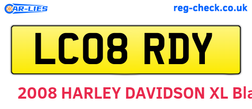 LC08RDY are the vehicle registration plates.