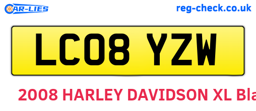 LC08YZW are the vehicle registration plates.