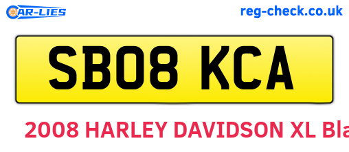 SB08KCA are the vehicle registration plates.