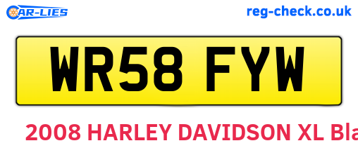 WR58FYW are the vehicle registration plates.
