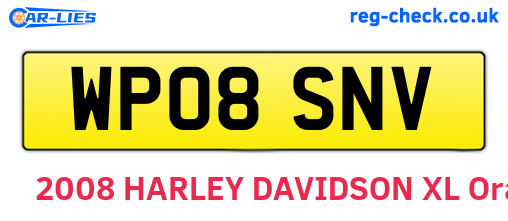 WP08SNV are the vehicle registration plates.