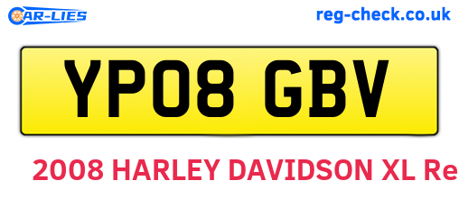 YP08GBV are the vehicle registration plates.