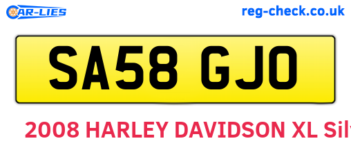 SA58GJO are the vehicle registration plates.