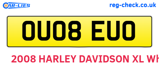 OU08EUO are the vehicle registration plates.