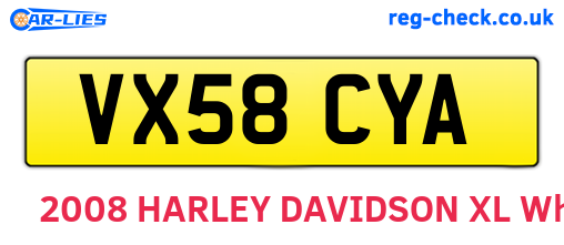 VX58CYA are the vehicle registration plates.