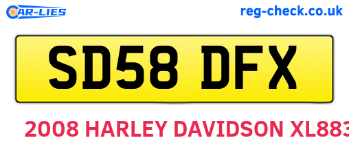 SD58DFX are the vehicle registration plates.