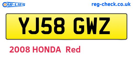 YJ58GWZ are the vehicle registration plates.