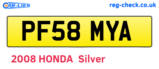 PF58MYA are the vehicle registration plates.