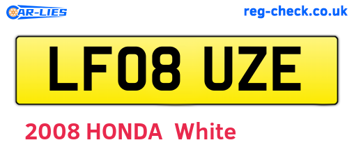 LF08UZE are the vehicle registration plates.