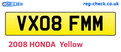 VX08FMM are the vehicle registration plates.