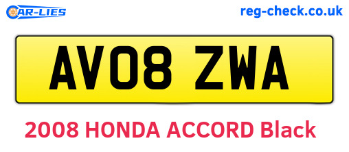 AV08ZWA are the vehicle registration plates.