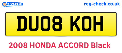 DU08KOH are the vehicle registration plates.