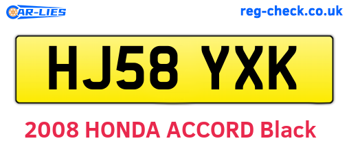 HJ58YXK are the vehicle registration plates.