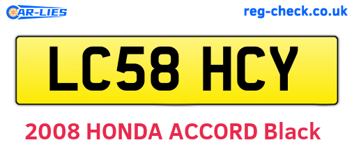 LC58HCY are the vehicle registration plates.
