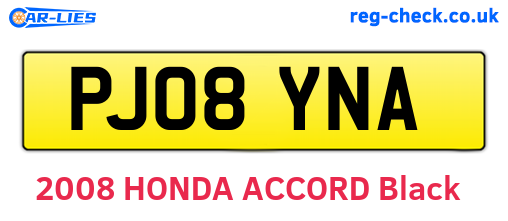 PJ08YNA are the vehicle registration plates.