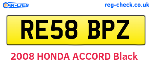 RE58BPZ are the vehicle registration plates.