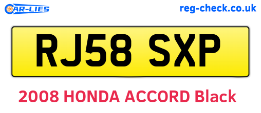 RJ58SXP are the vehicle registration plates.