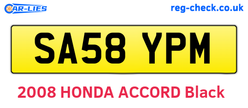SA58YPM are the vehicle registration plates.