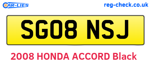 SG08NSJ are the vehicle registration plates.
