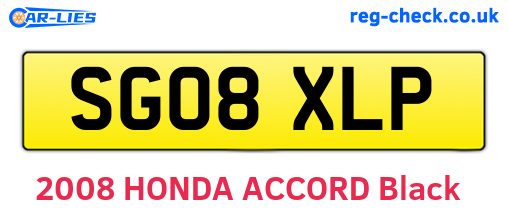 SG08XLP are the vehicle registration plates.