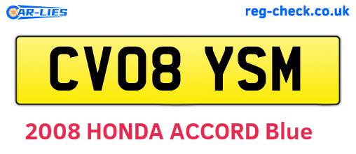 CV08YSM are the vehicle registration plates.