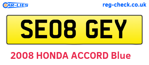 SE08GEY are the vehicle registration plates.