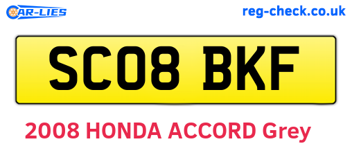 SC08BKF are the vehicle registration plates.