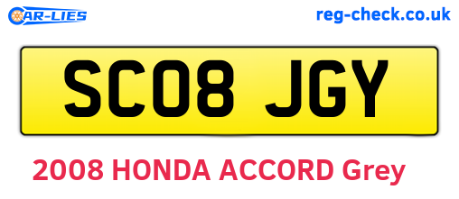SC08JGY are the vehicle registration plates.