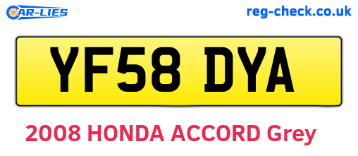YF58DYA are the vehicle registration plates.