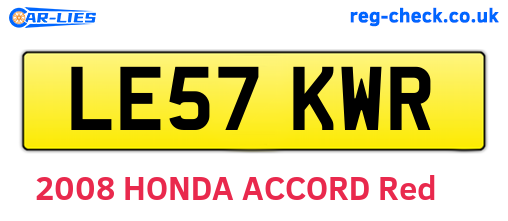 LE57KWR are the vehicle registration plates.
