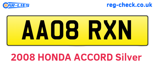 AA08RXN are the vehicle registration plates.