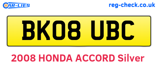 BK08UBC are the vehicle registration plates.