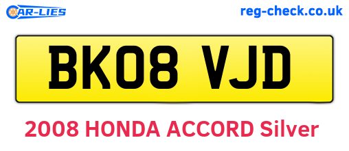 BK08VJD are the vehicle registration plates.