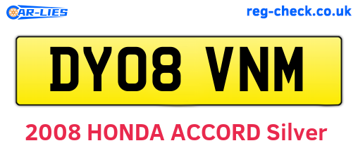 DY08VNM are the vehicle registration plates.