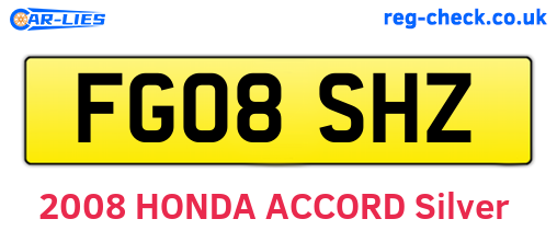 FG08SHZ are the vehicle registration plates.