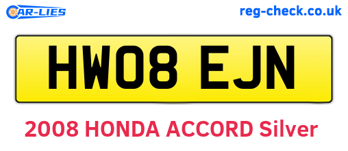 HW08EJN are the vehicle registration plates.