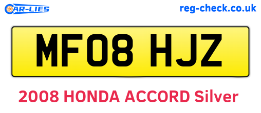 MF08HJZ are the vehicle registration plates.
