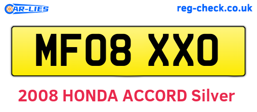 MF08XXO are the vehicle registration plates.