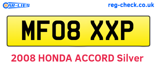 MF08XXP are the vehicle registration plates.