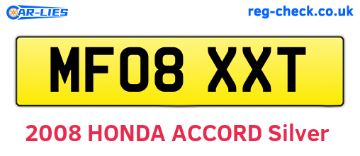 MF08XXT are the vehicle registration plates.
