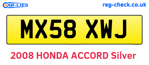 MX58XWJ are the vehicle registration plates.