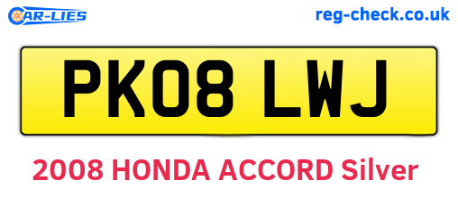 PK08LWJ are the vehicle registration plates.