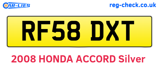 RF58DXT are the vehicle registration plates.