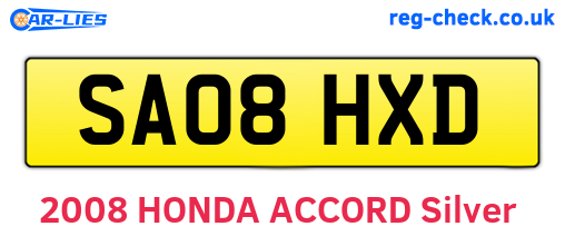 SA08HXD are the vehicle registration plates.