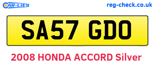 SA57GDO are the vehicle registration plates.