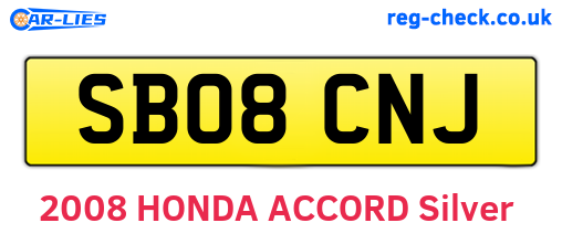 SB08CNJ are the vehicle registration plates.