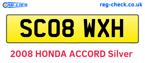 SC08WXH are the vehicle registration plates.