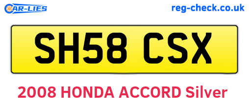 SH58CSX are the vehicle registration plates.